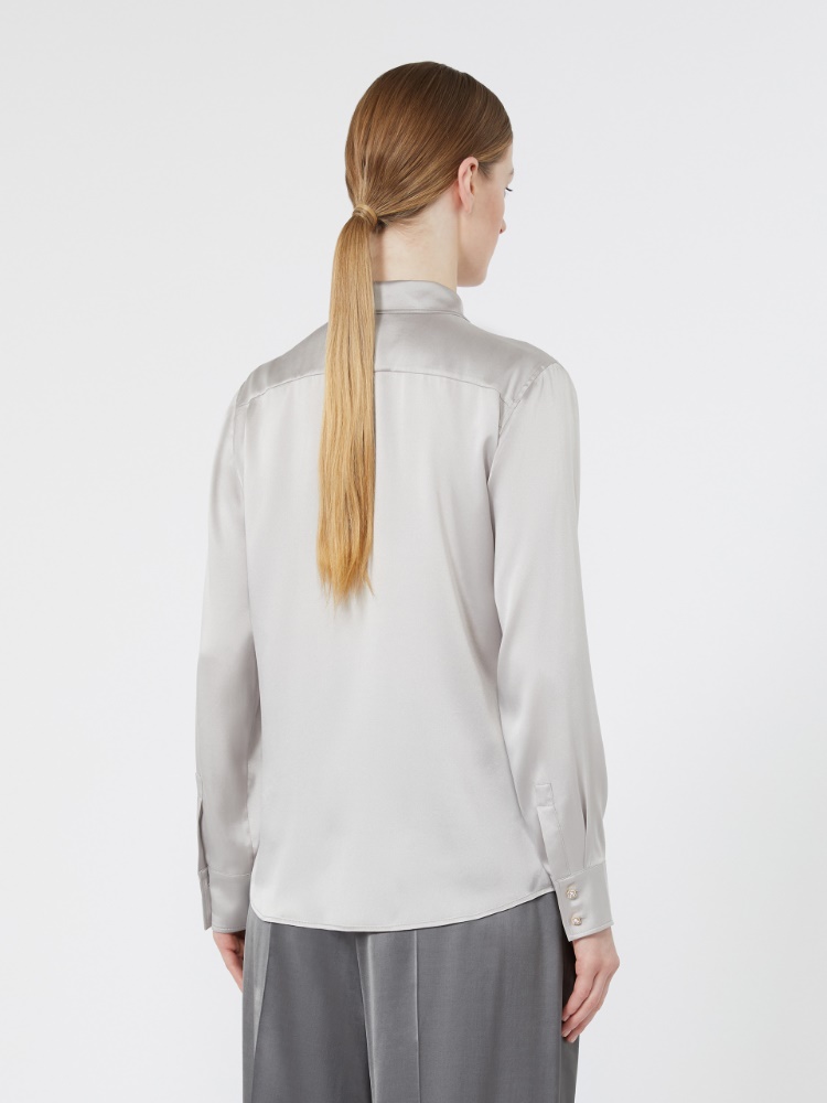 Mannish silk satin shirt - PEARL GREY - Max Mara - 3