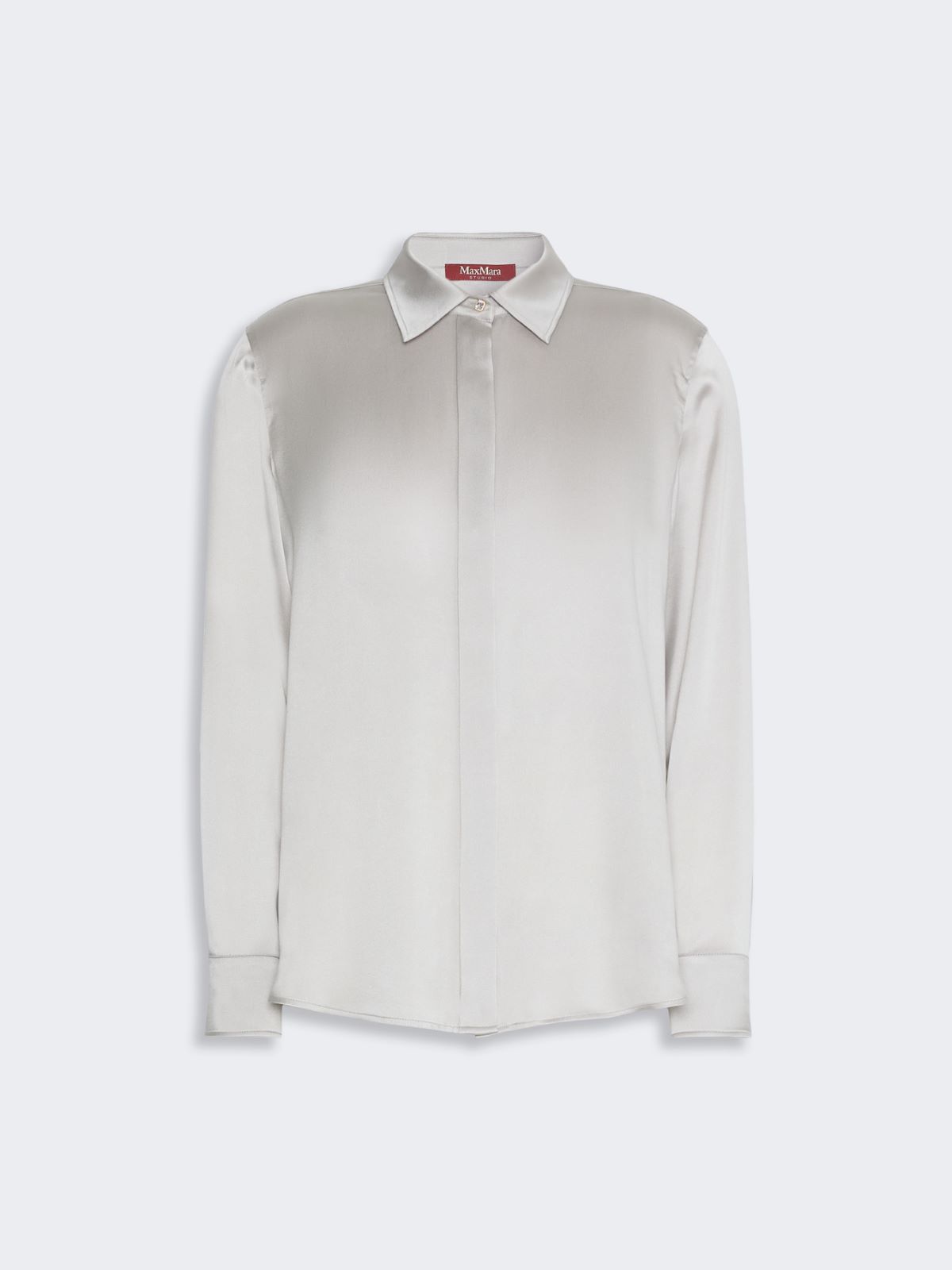 Mannish silk satin shirt - PEARL GREY - Max Mara - 6