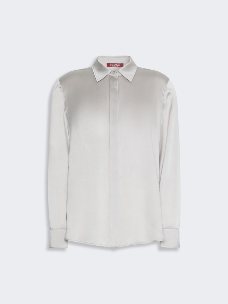 Mannish silk satin shirt - PEARL GREY - Max Mara - 6