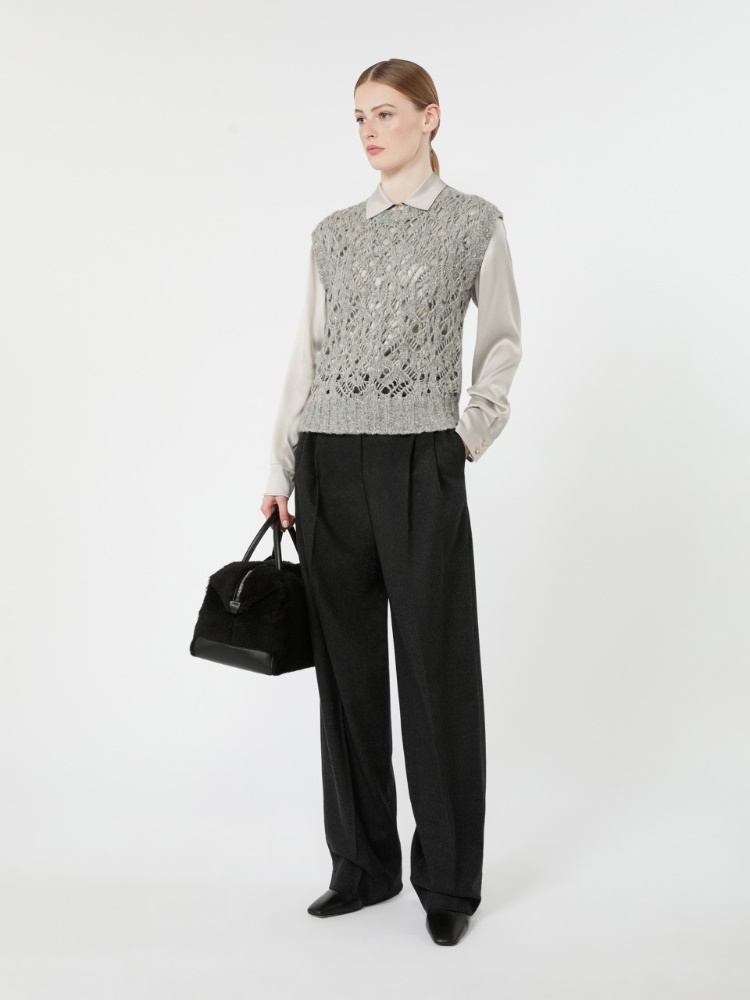 Mannish silk satin shirt - PEARL GREY