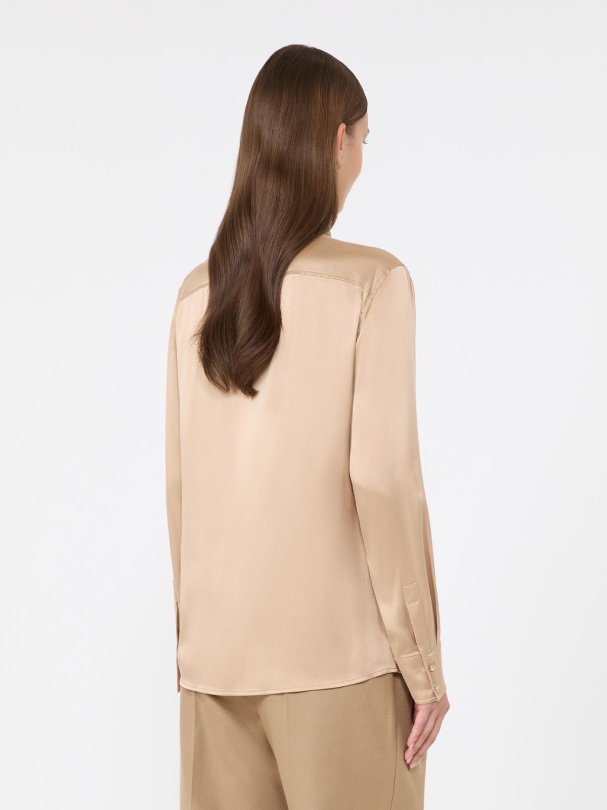 Mannish silk satin shirt - CAMEL - Max Mara - 3