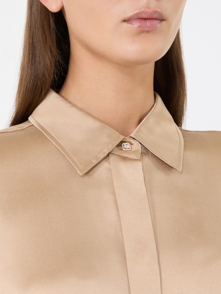Mannish silk satin shirt - CAMEL - Max Mara - 4
