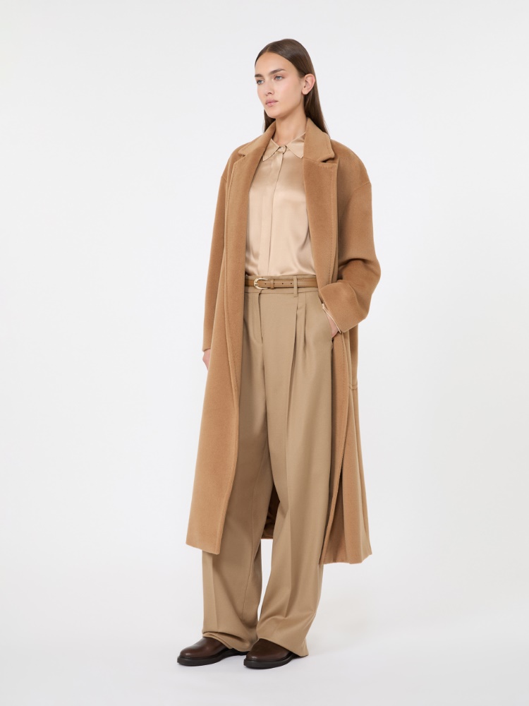 Mannish silk satin shirt - CAMEL