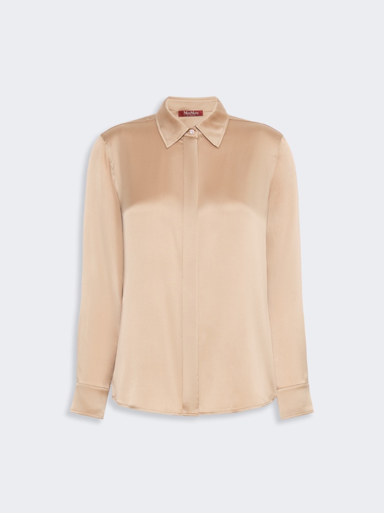 Mannish silk satin shirt - CAMEL