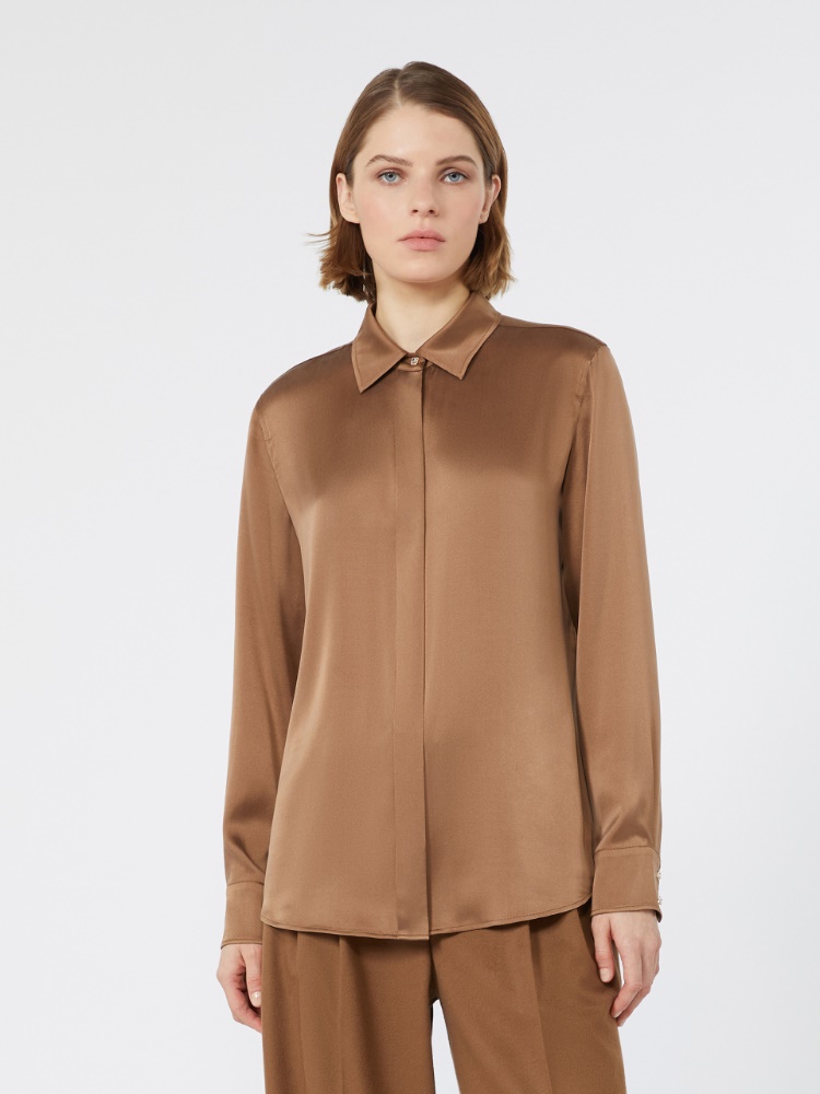 Mannish silk satin shirt - TOBACCO - Max Mara - 2
