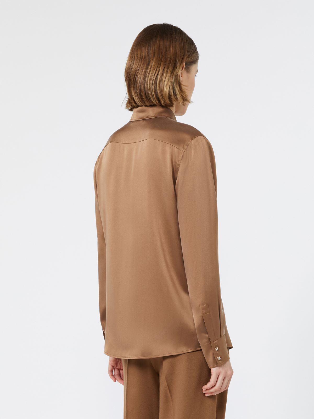 Mannish silk satin shirt - TOBACCO - Max Mara - 3