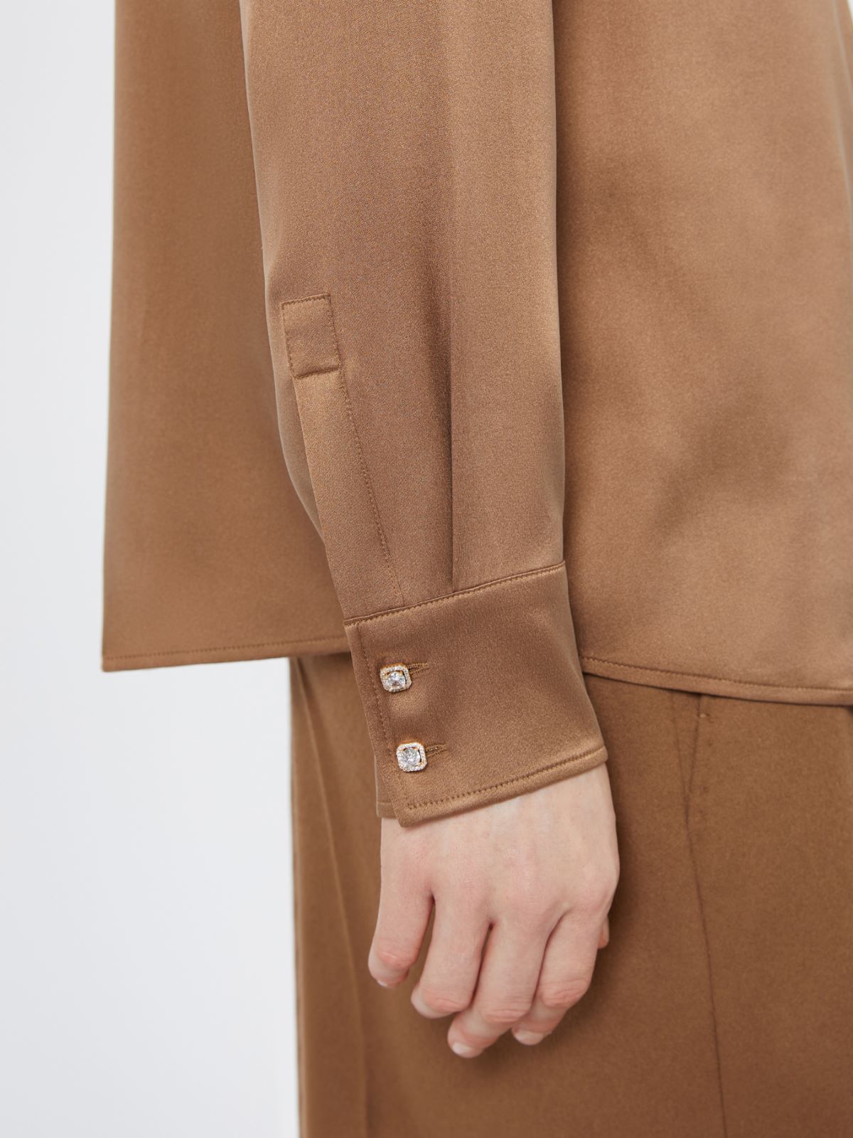 Mannish silk satin shirt - TOBACCO - Max Mara - 5