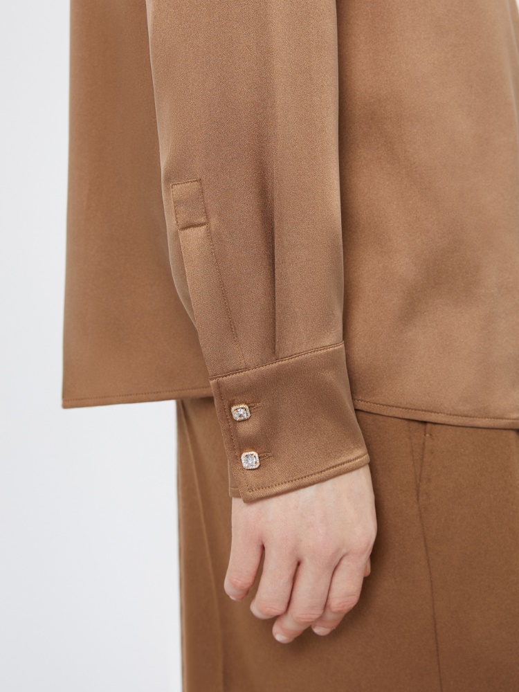Mannish silk satin shirt - TOBACCO - Max Mara - 5