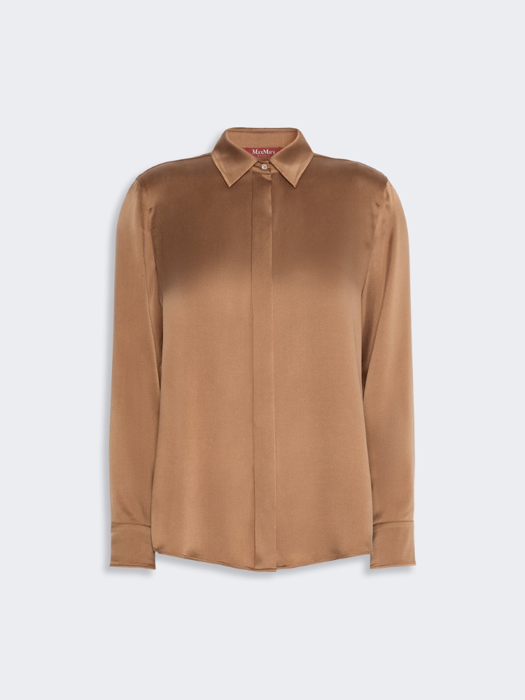 Mannish silk satin shirt - TOBACCO