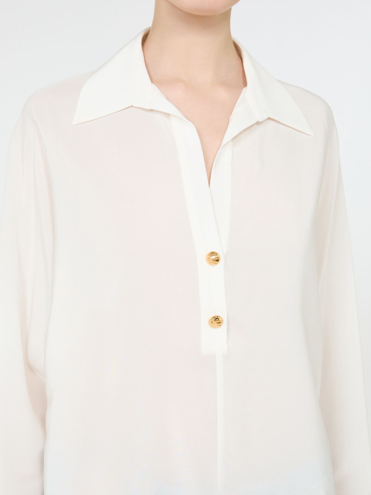 Crepe de chine polo shirt - SILK - Max Mara - 4