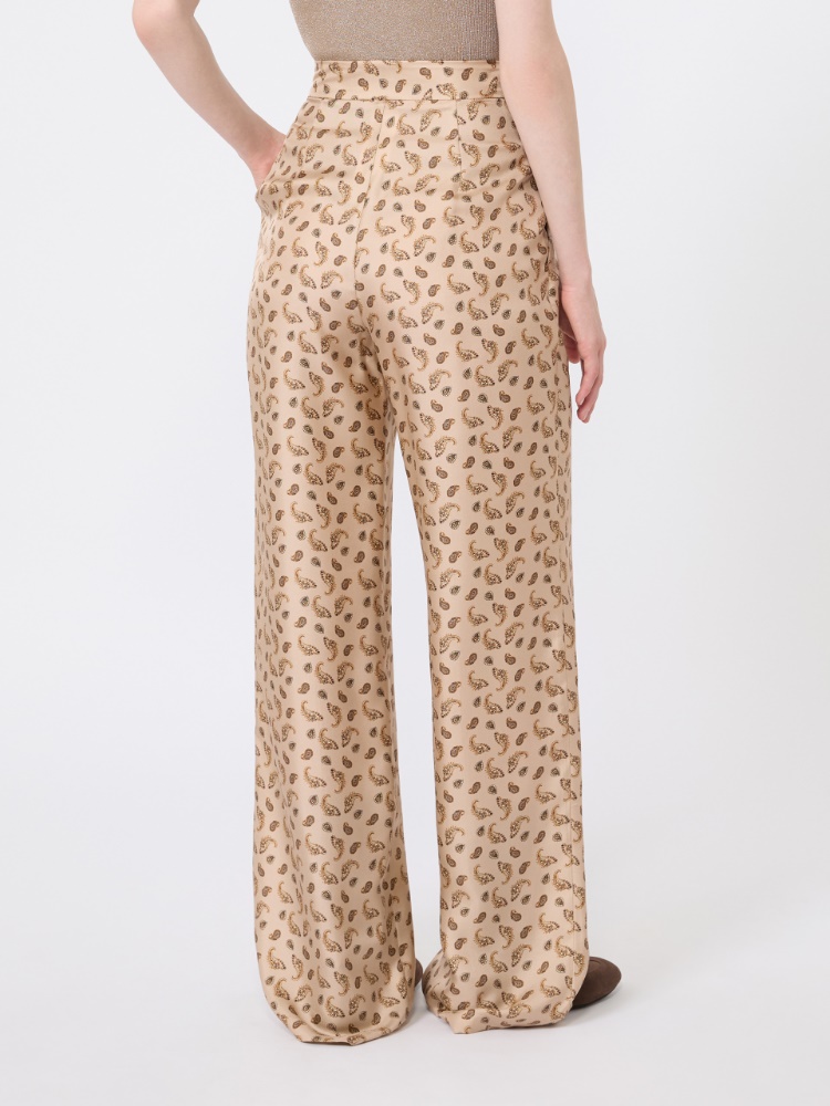 Printed silk twill trousers - BEIGE - 3