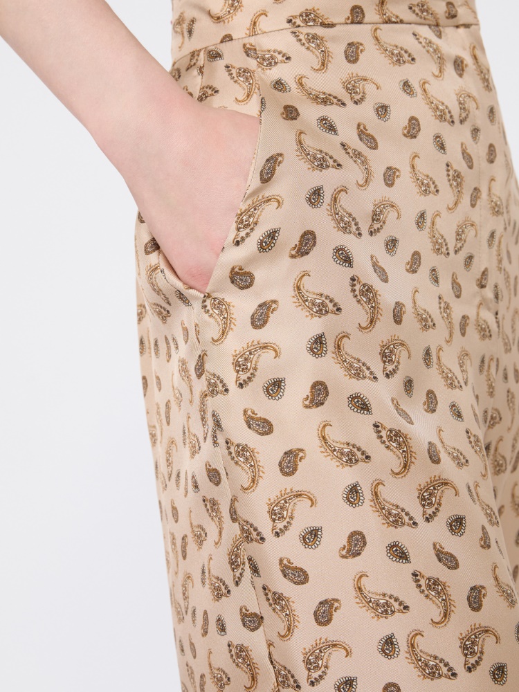 Printed silk twill trousers - BEIGE - 4