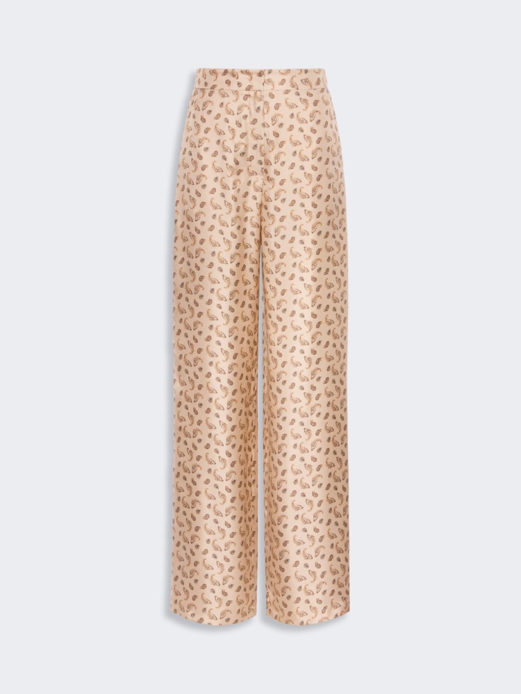 Printed silk twill trousers - BEIGE