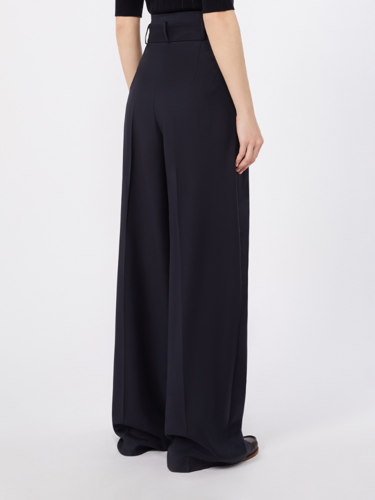 High-waisted woollen cloth trousers - NAVY - 3