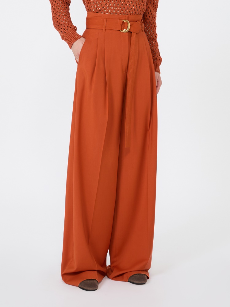 High-waisted woollen cloth trousers - TERRA COTTA - 2