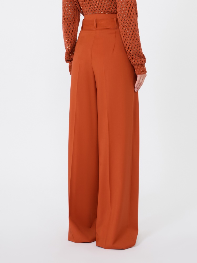 High-waisted woollen cloth trousers - TERRA COTTA - 3
