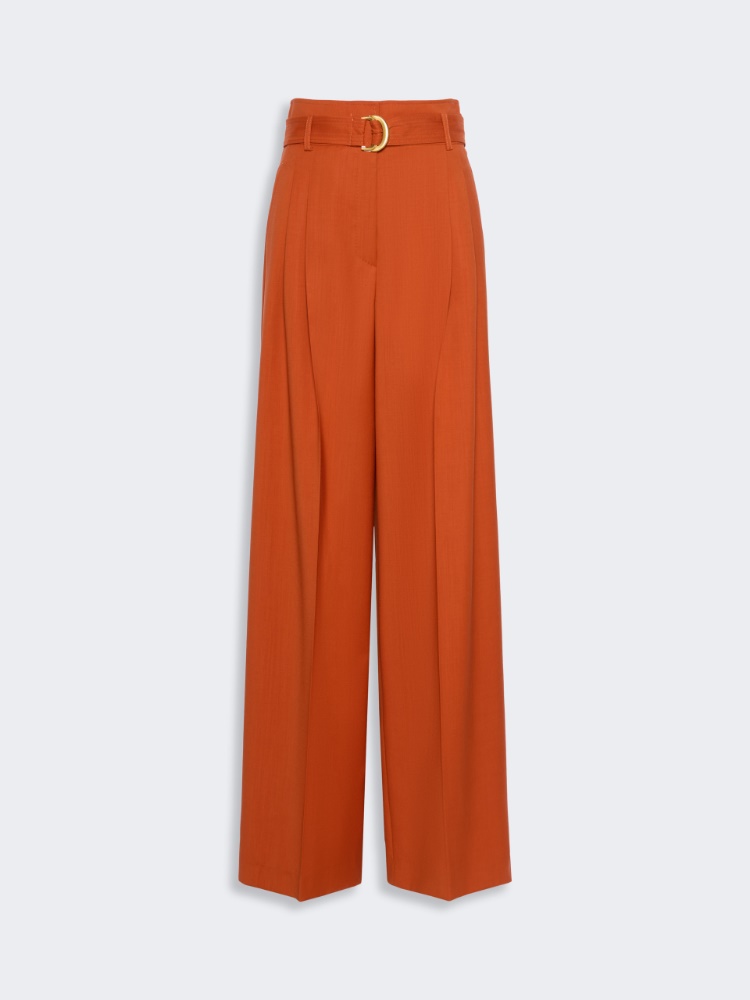 High-waisted woollen cloth trousers - TERRA COTTA - 4
