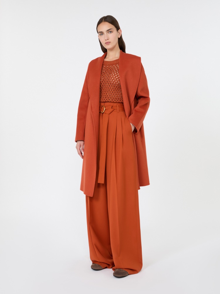 High-waisted woollen cloth trousers - TERRA COTTA - 1
