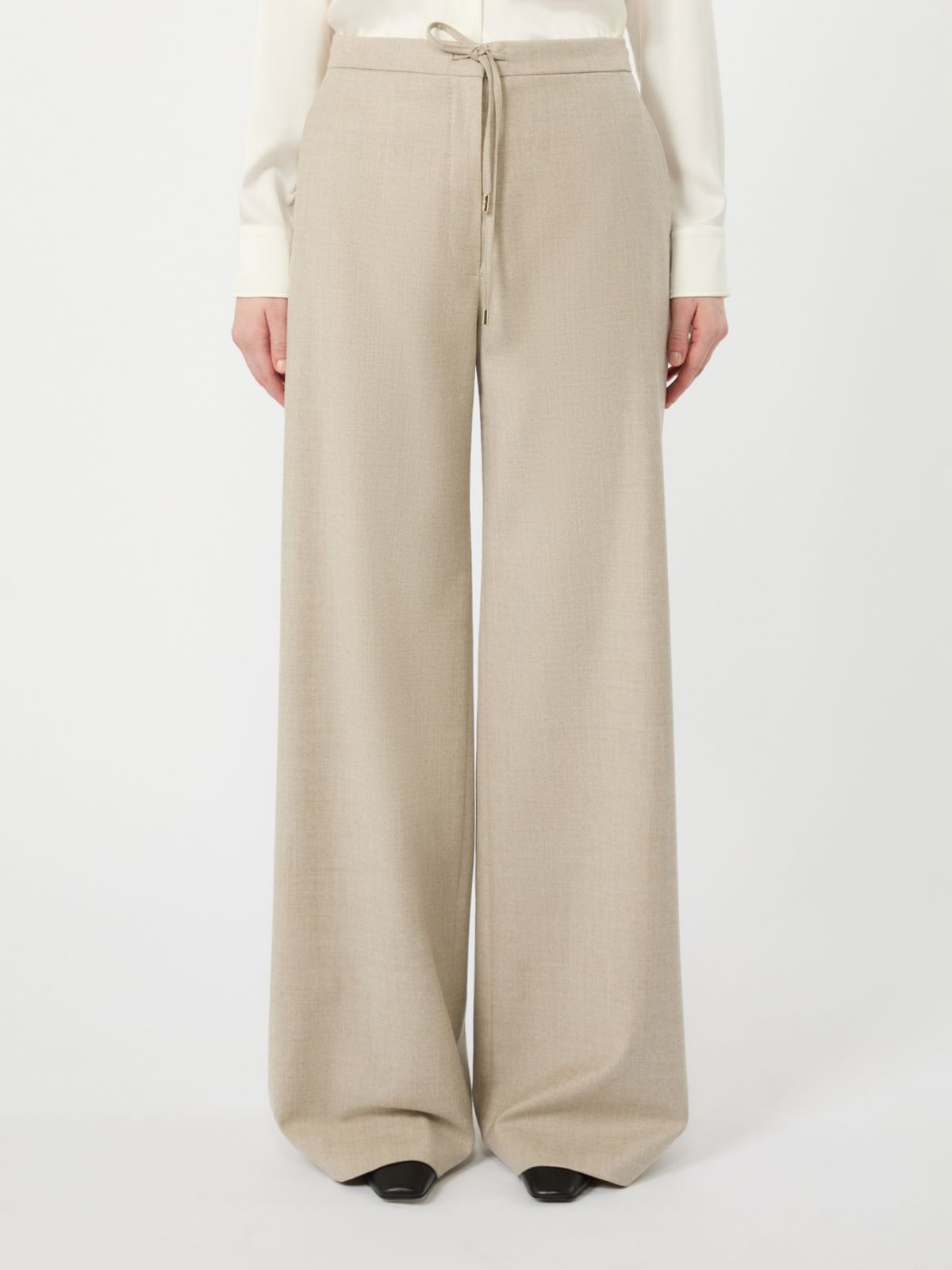 Wool flannel joggers - BEIGE - Max Mara - 2