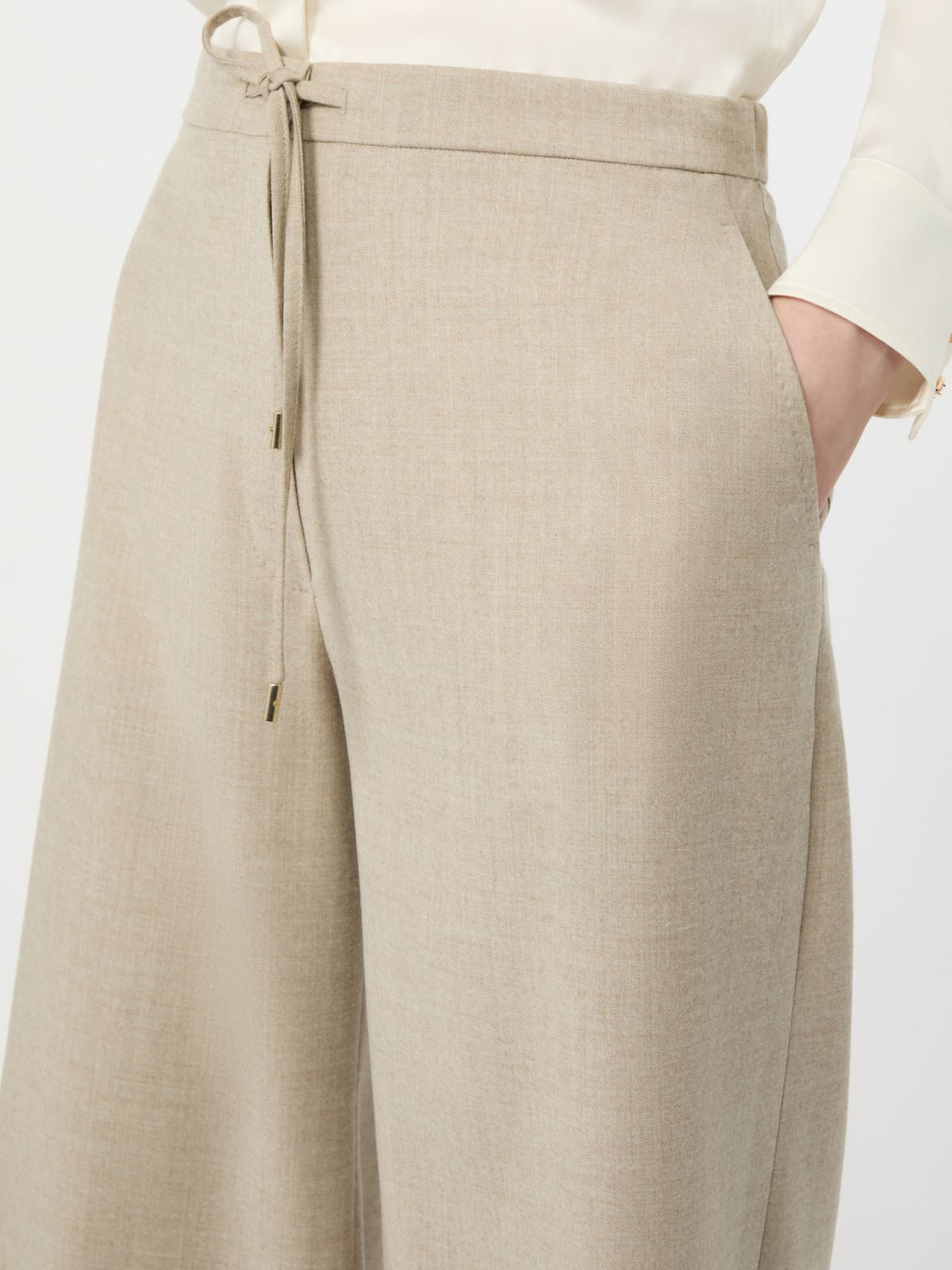 Wool flannel joggers - BEIGE - Max Mara - 4