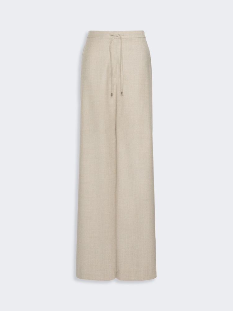 Wool flannel joggers - BEIGE