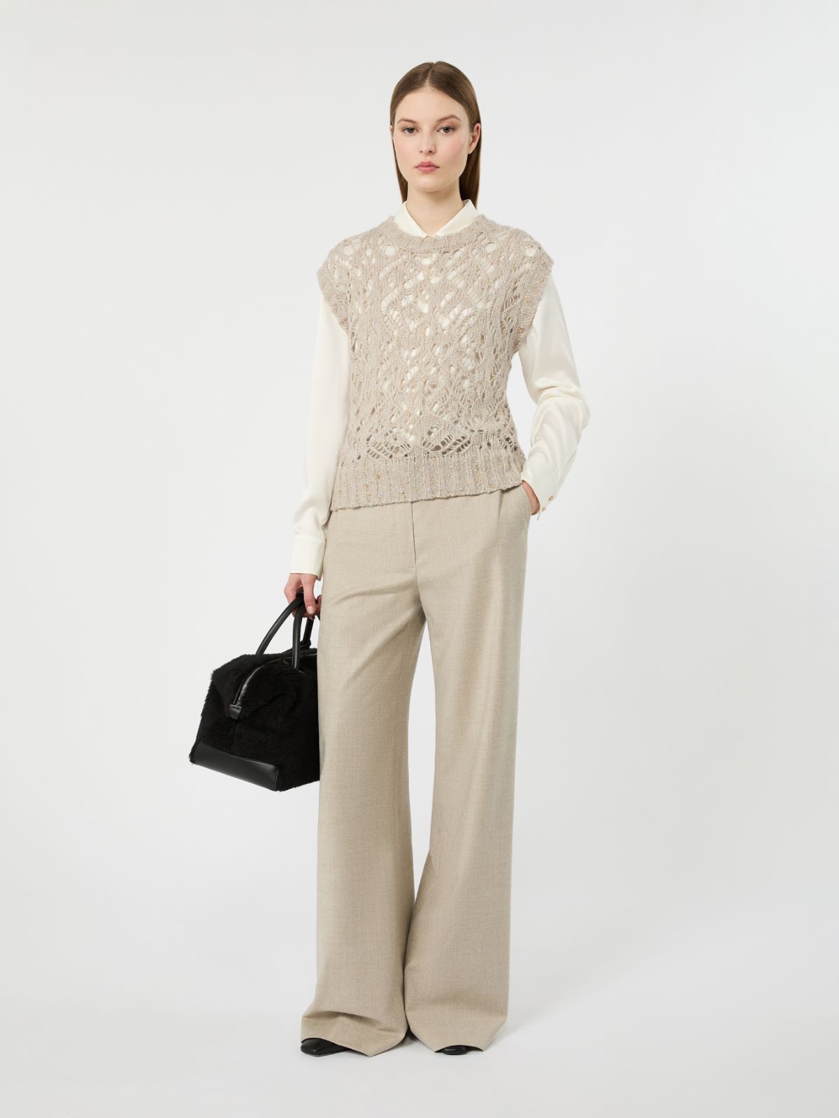 Wool flannel joggers - BEIGE - Max Mara