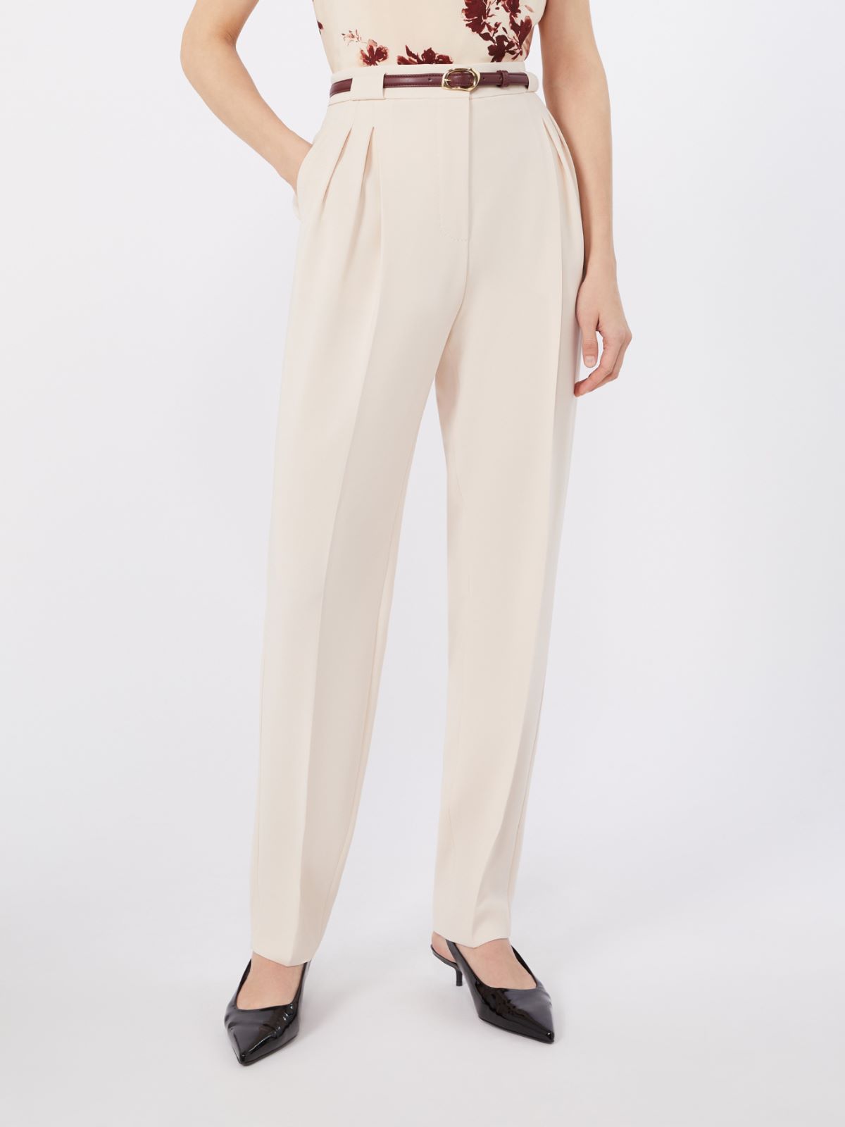 Technical cady carrot-fit trousers - NATURAL - Max Mara - 2