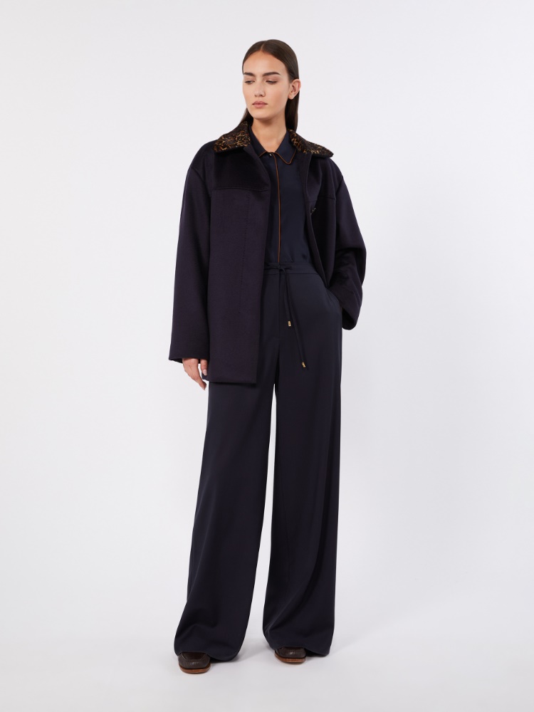 Light woollen cloth trousers - NAVY