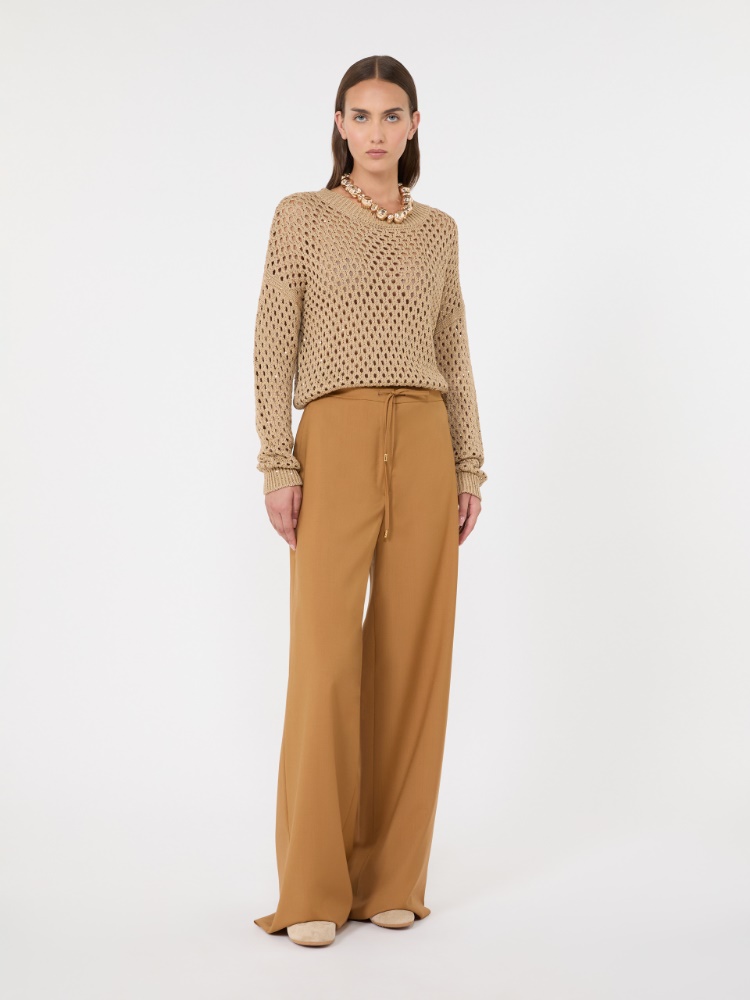 Light woollen cloth trousers - CARAMEL