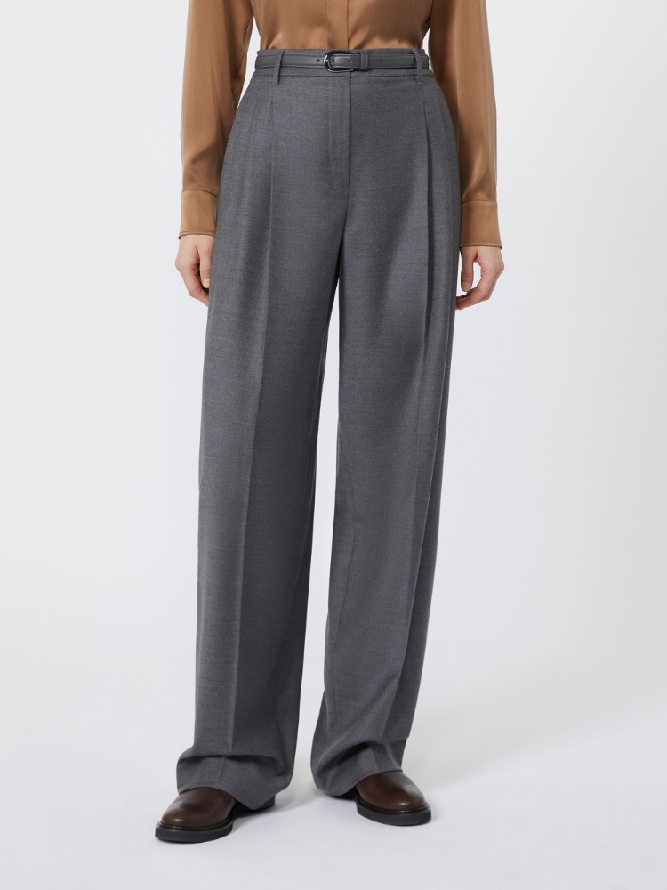 Spodnie w męskim stylu z flaneli wełnianej - CIEMNOSZARY - Max Mara - 2