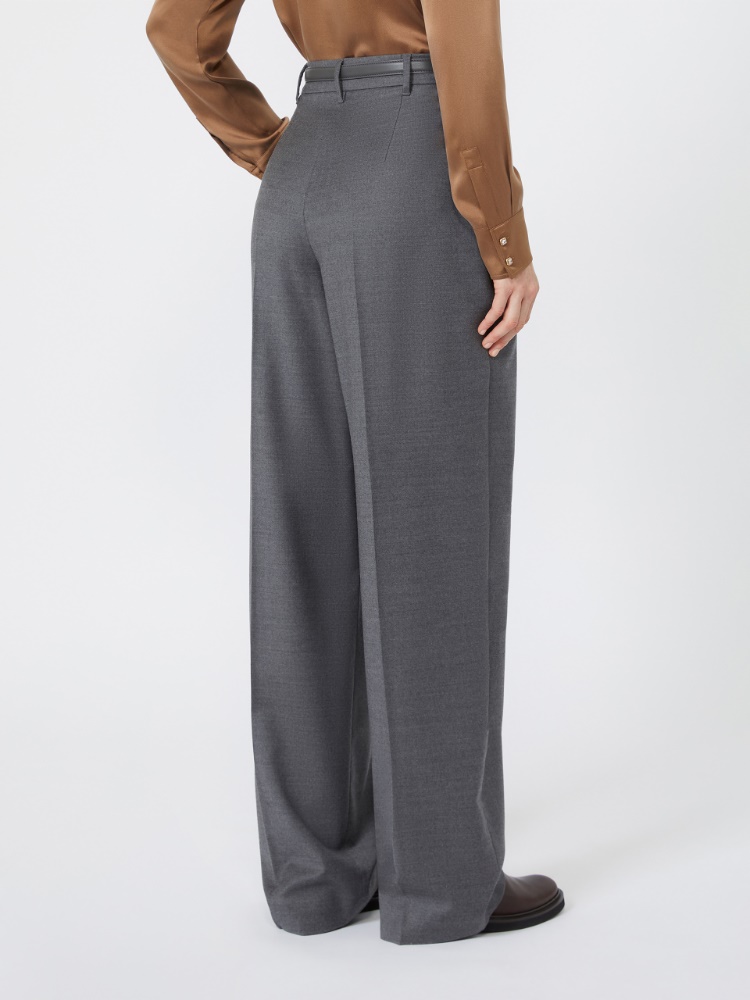 Spodnie w męskim stylu z flaneli wełnianej - CIEMNOSZARY - Max Mara - 3