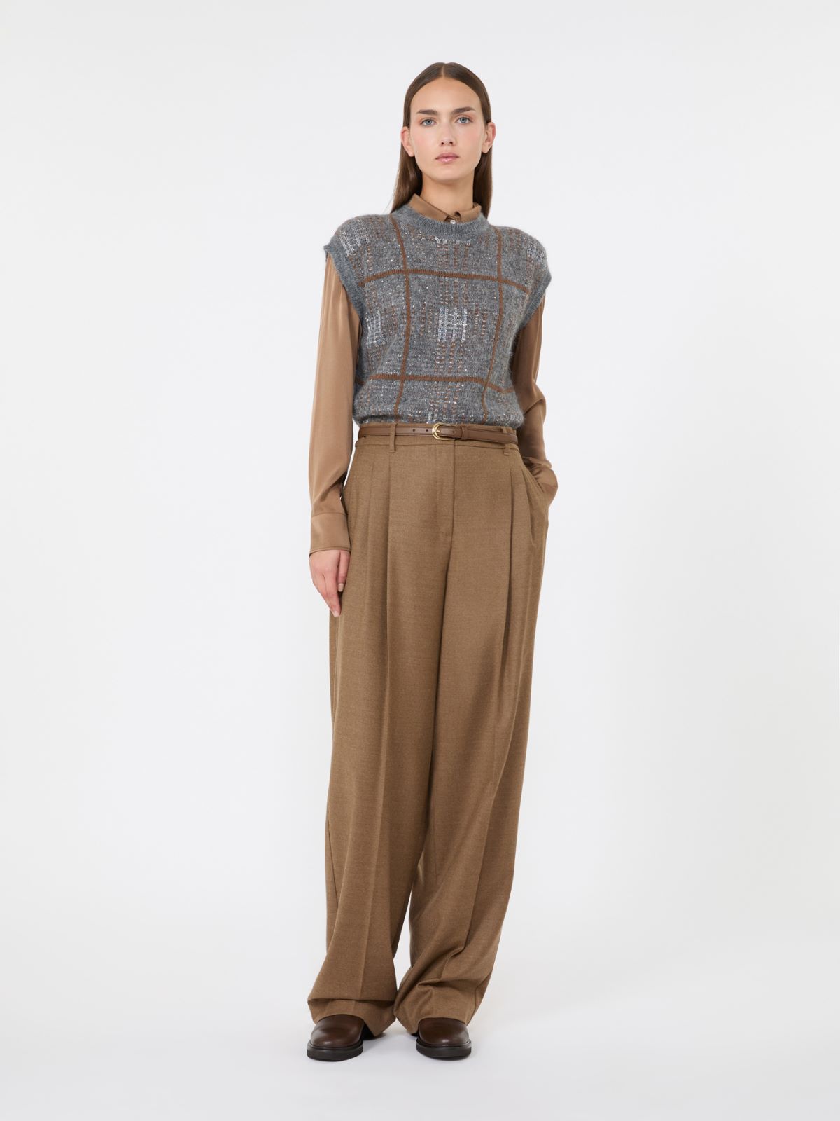 Mannish wool flannel trousers + TOBACCO - Max Mara