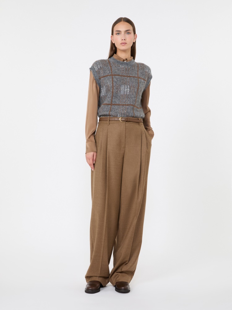 Mannish wool flannel trousers - TOBACCO