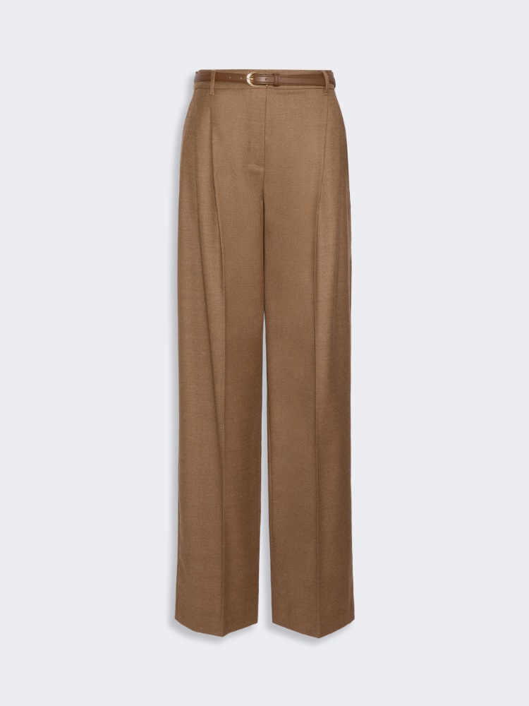 Mannish wool flannel trousers - TOBACCO