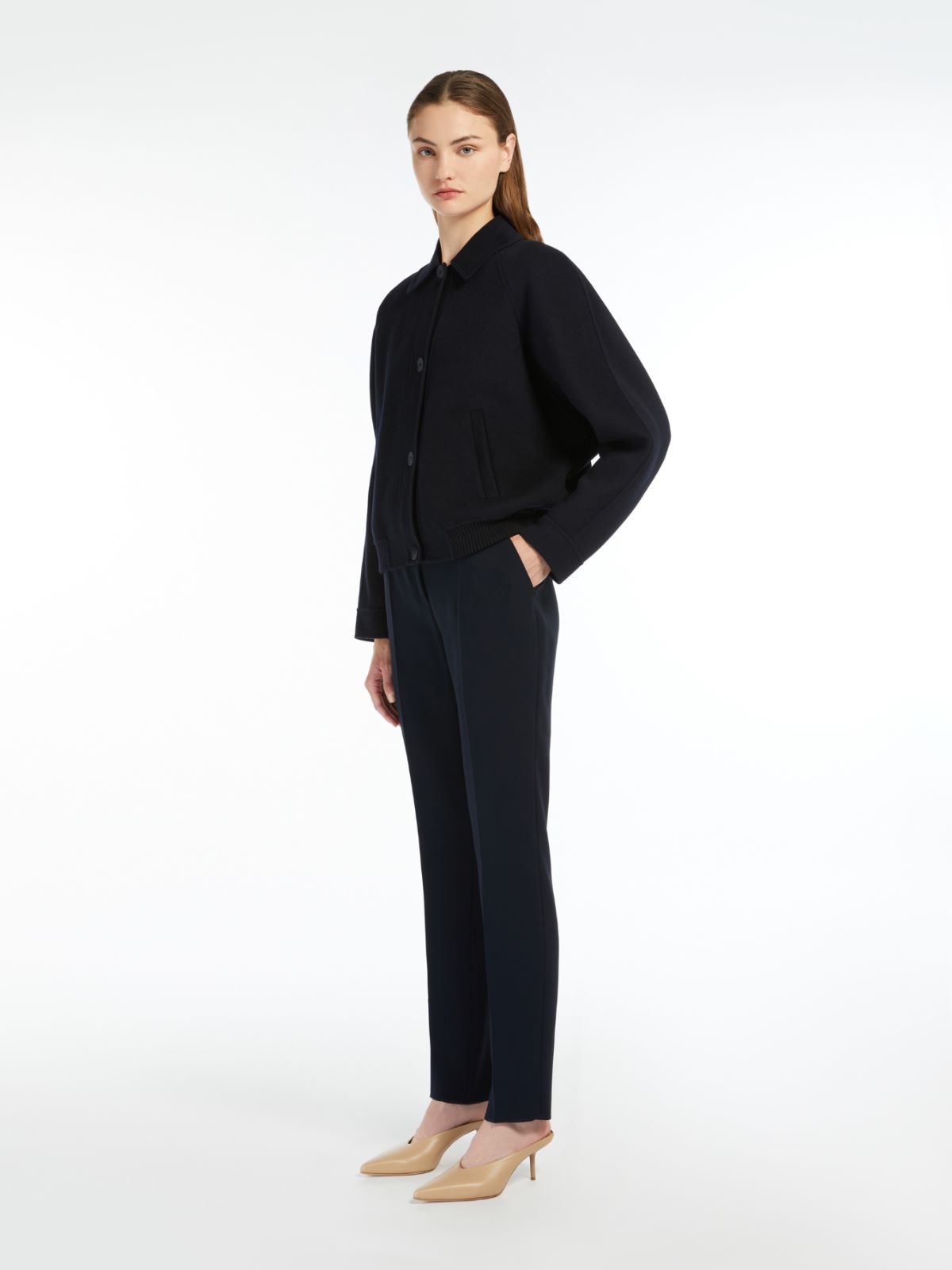 Straight-fit cady trousers - NAVY