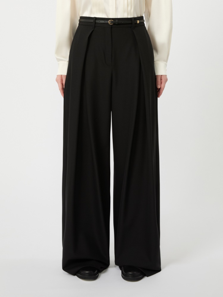 Wide-fit wool twill trousers - BLACK - Max Mara - 2