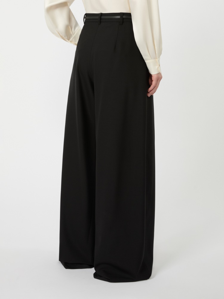 Wide-fit wool twill trousers - BLACK - Max Mara - 3