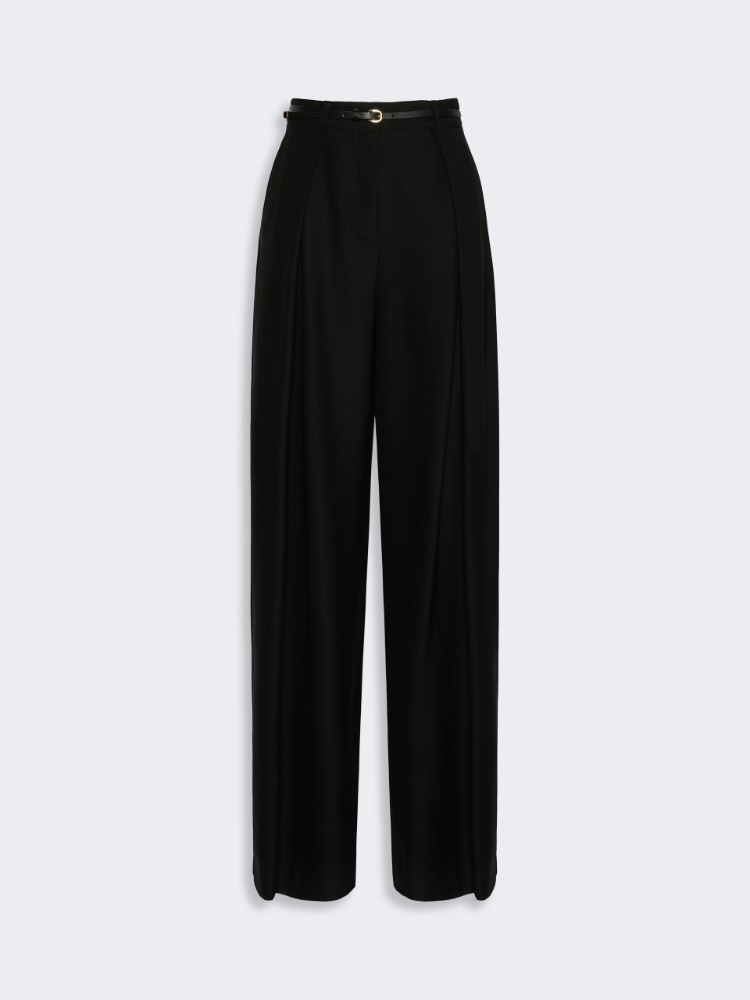 Wide-fit wool twill trousers - BLACK - Max Mara - 5