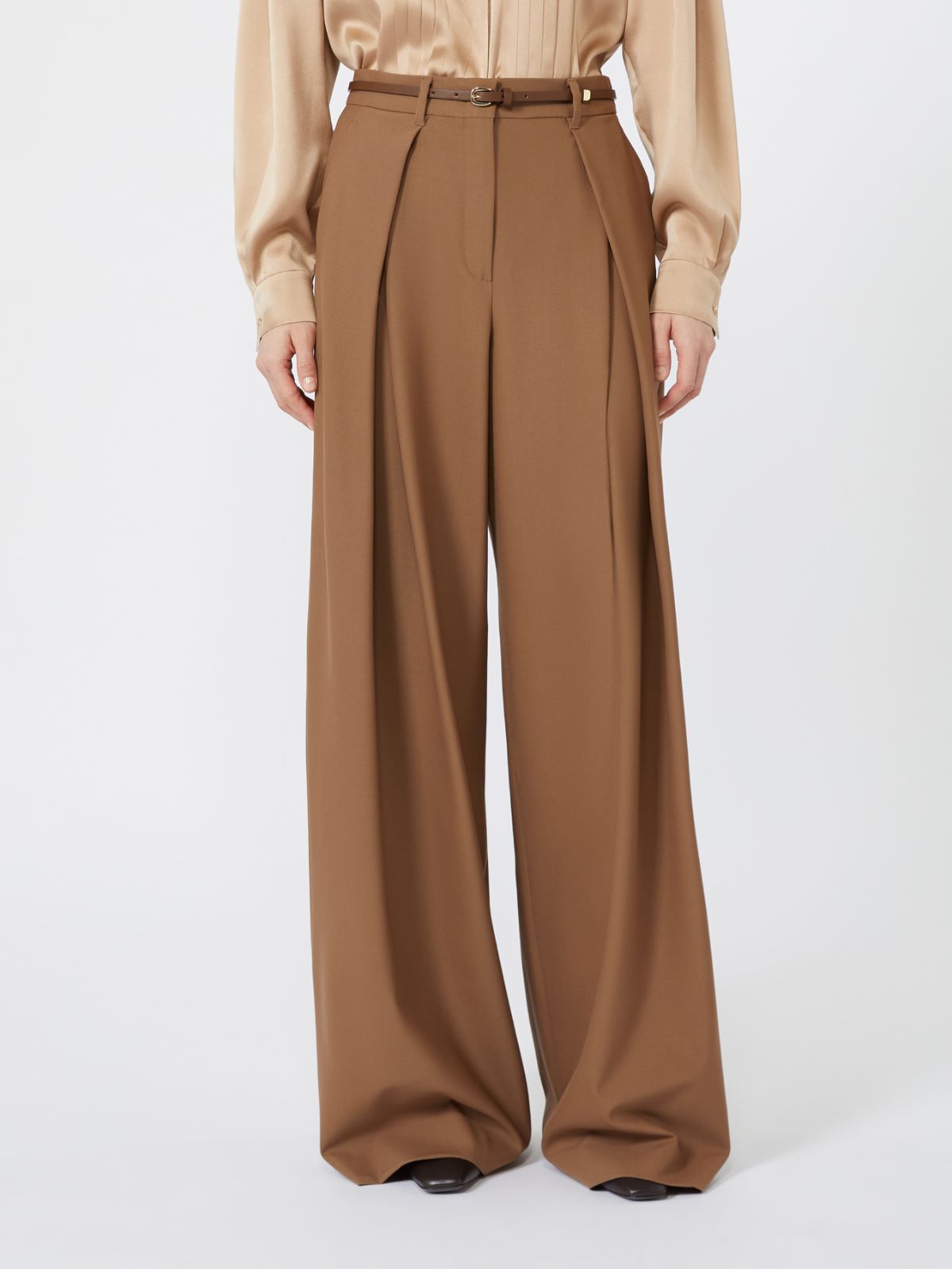 Wide-fit wool twill trousers - TOBACCO - Max Mara - 2