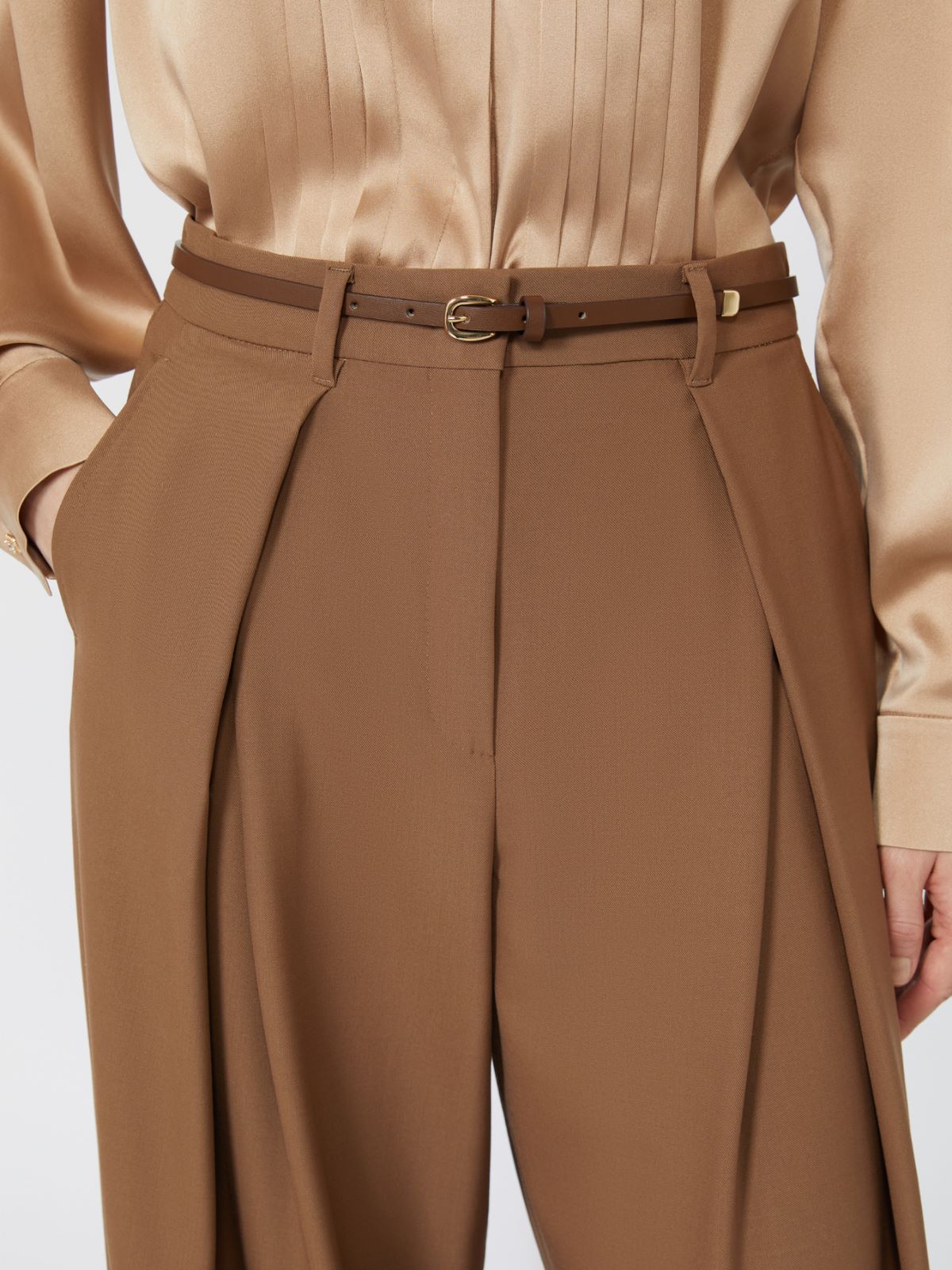 Wide-fit wool twill trousers - TOBACCO - Max Mara - 4