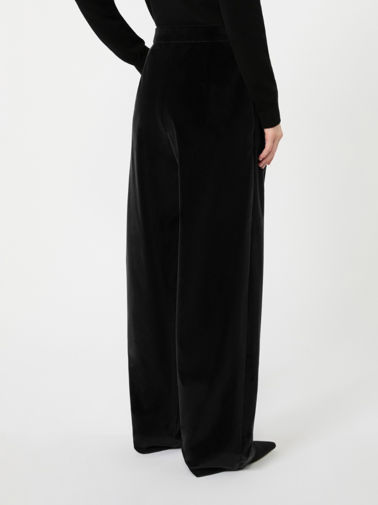 Spodnie z gładkiego aksamitu bawełnianego - CZARNY - Max Mara - 3