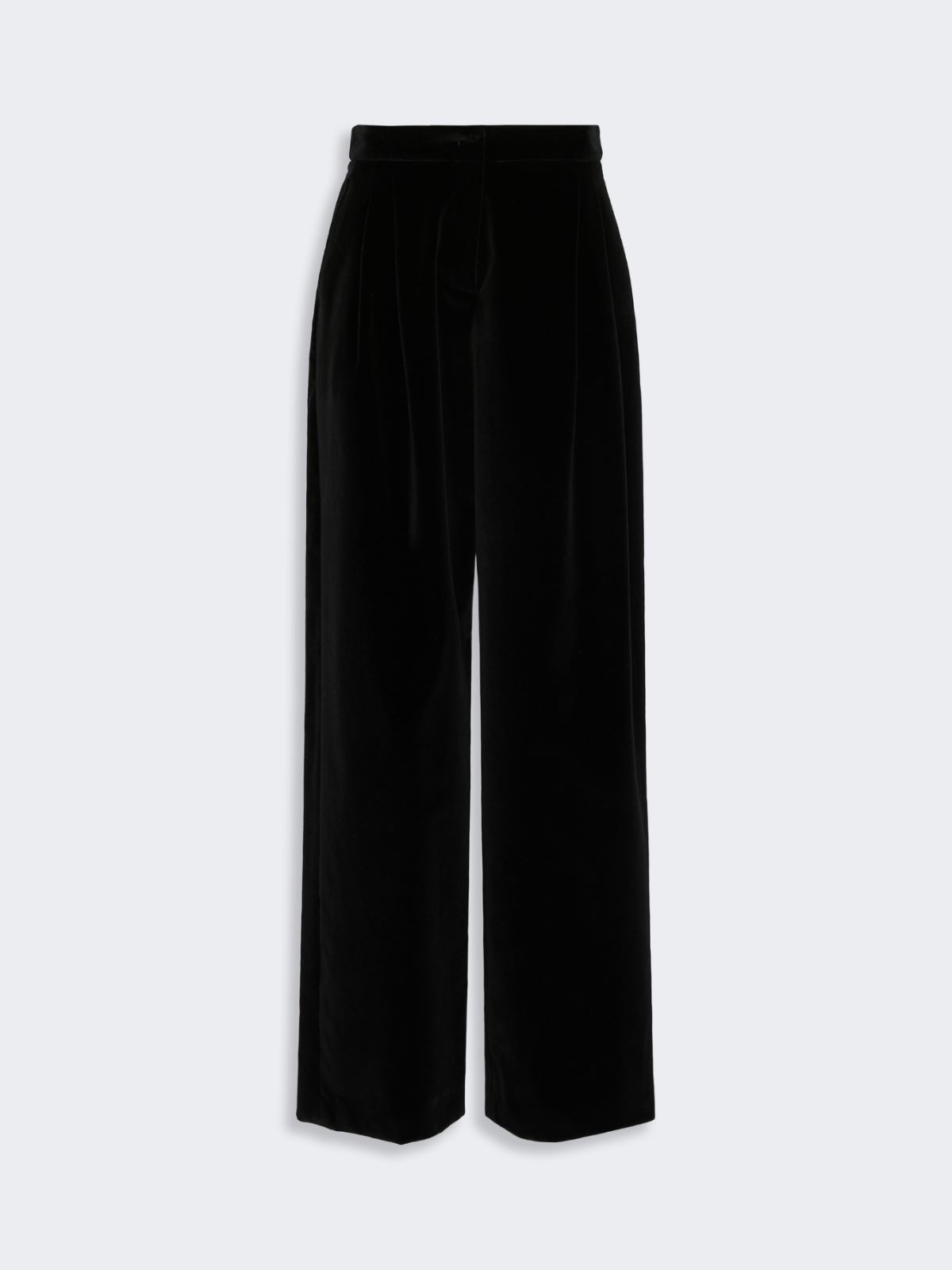 Spodnie z gładkiego aksamitu bawełnianego - CZARNY - Max Mara - 4