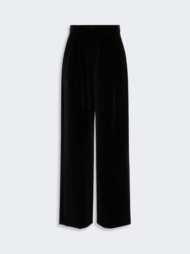 Spodnie z gładkiego aksamitu bawełnianego - CZARNY - Max Mara - 4