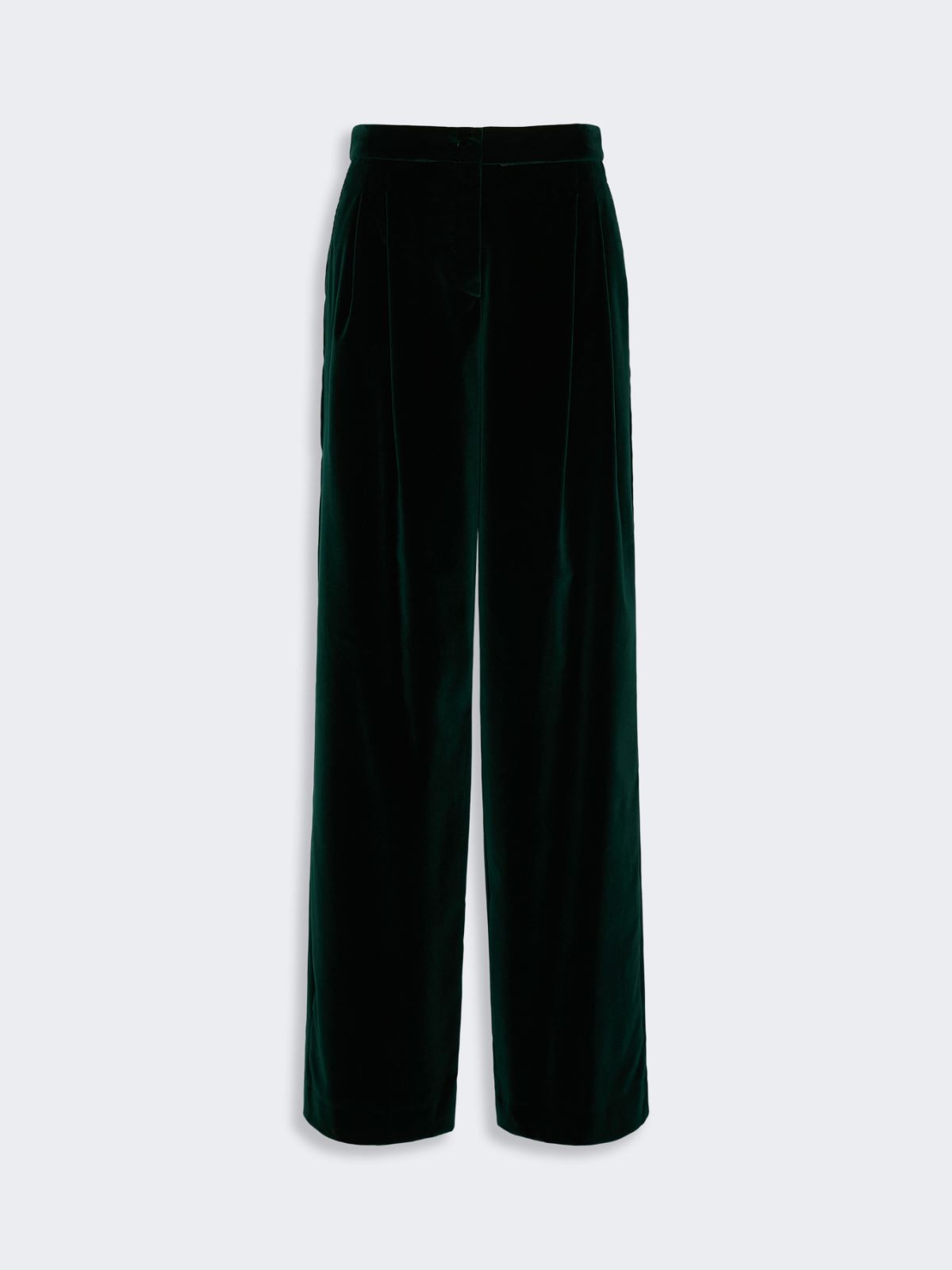 Spodnie z gładkiego aksamitu bawełnianego - ZIELONY - Max Mara - 5