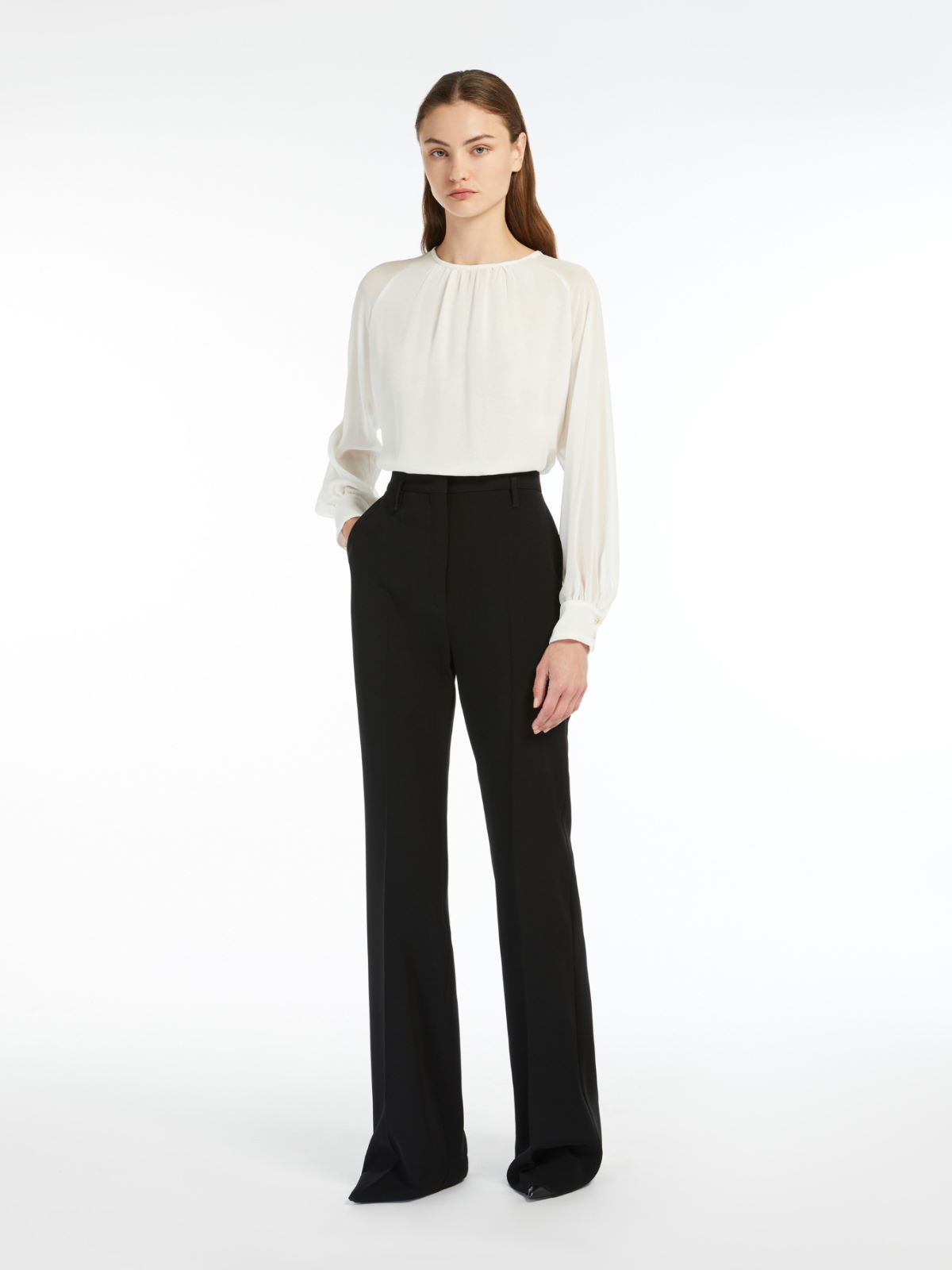Flared cady trousers - BLACK