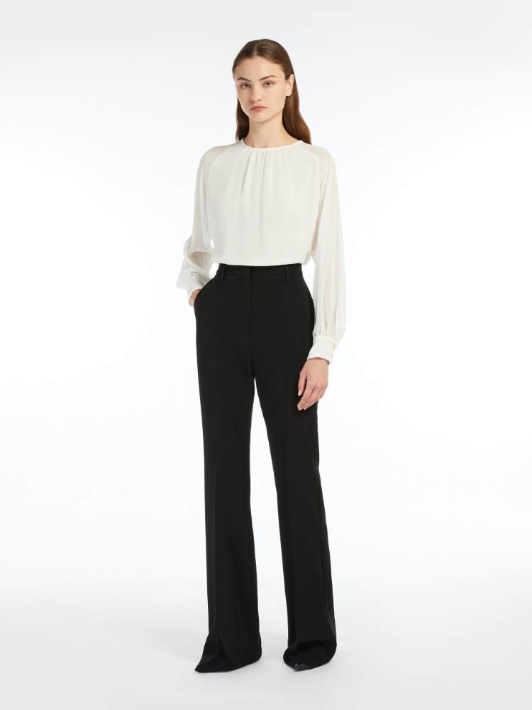 Flared cady trousers - BLACK - 1