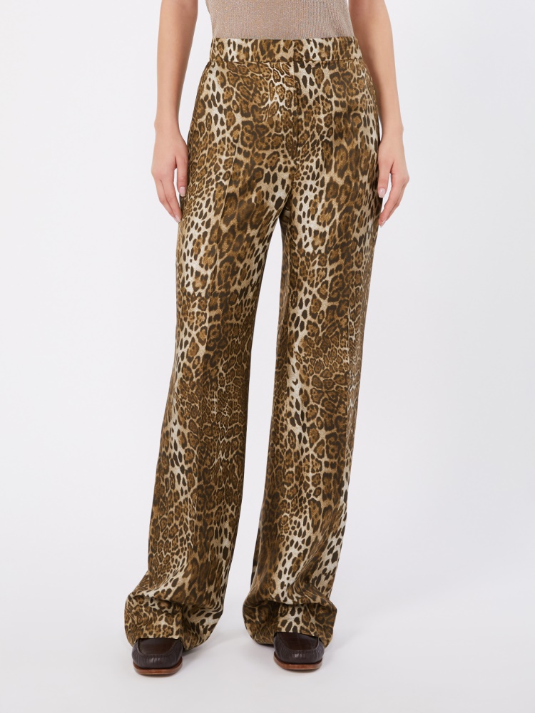 Printed silk trousers - BROWN - 2
