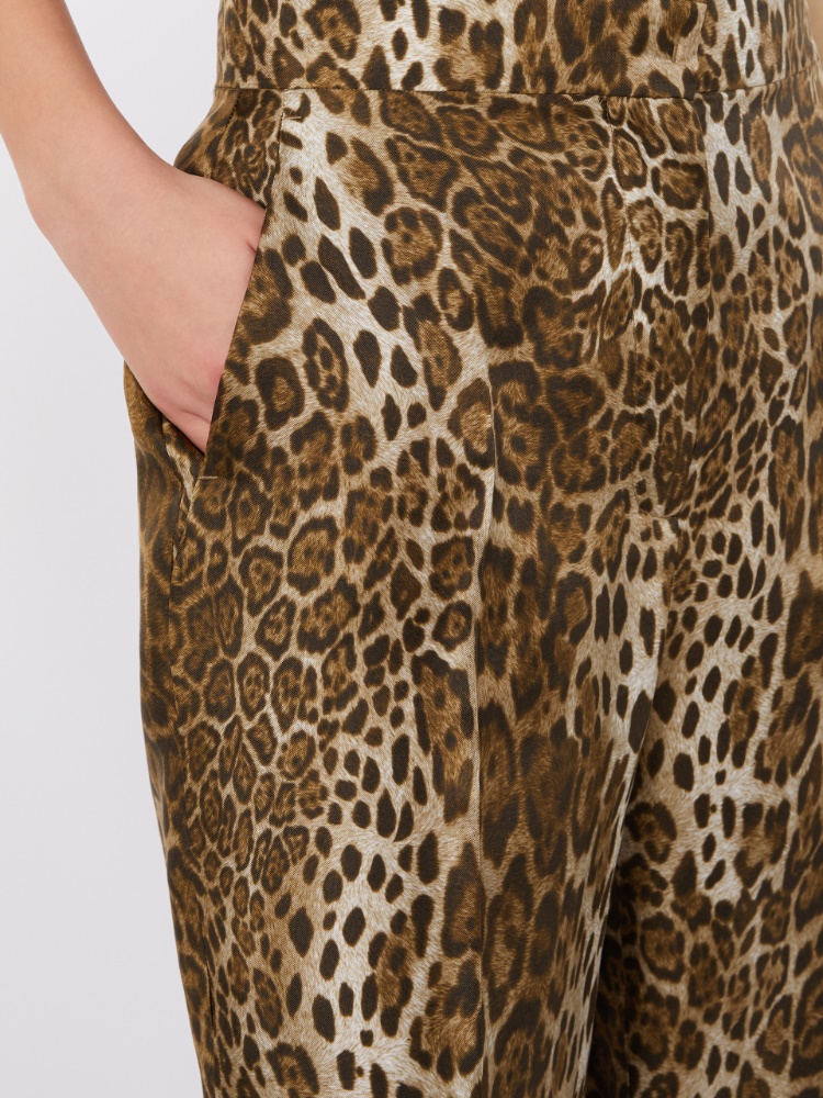 Printed silk trousers - BROWN - 4