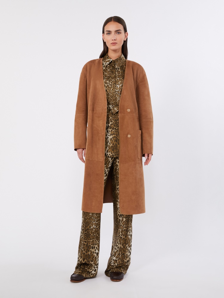 Printed silk trousers - BROWN