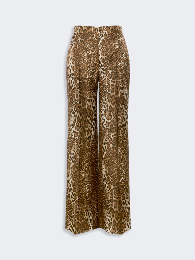 Printed silk trousers - BROWN